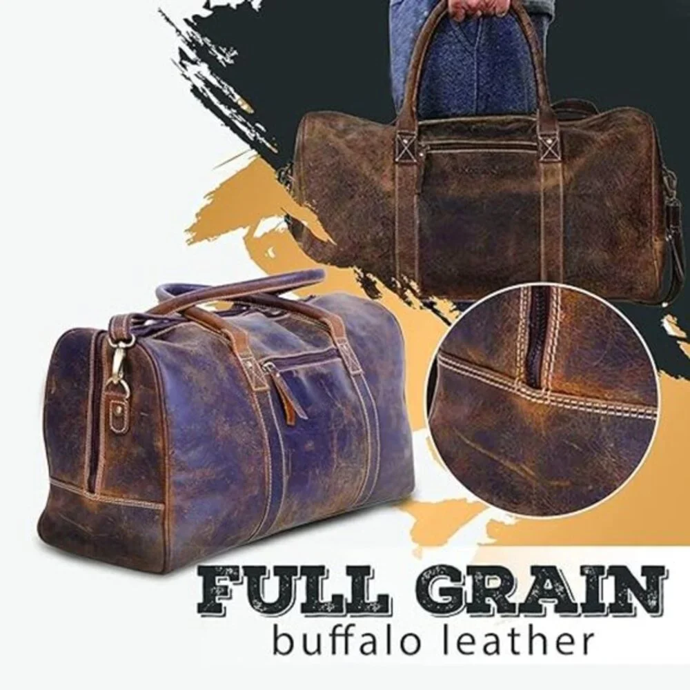 Leather Travel Duffel Bags for Men‎ and Women Full Grain Leather Overnight Weeke